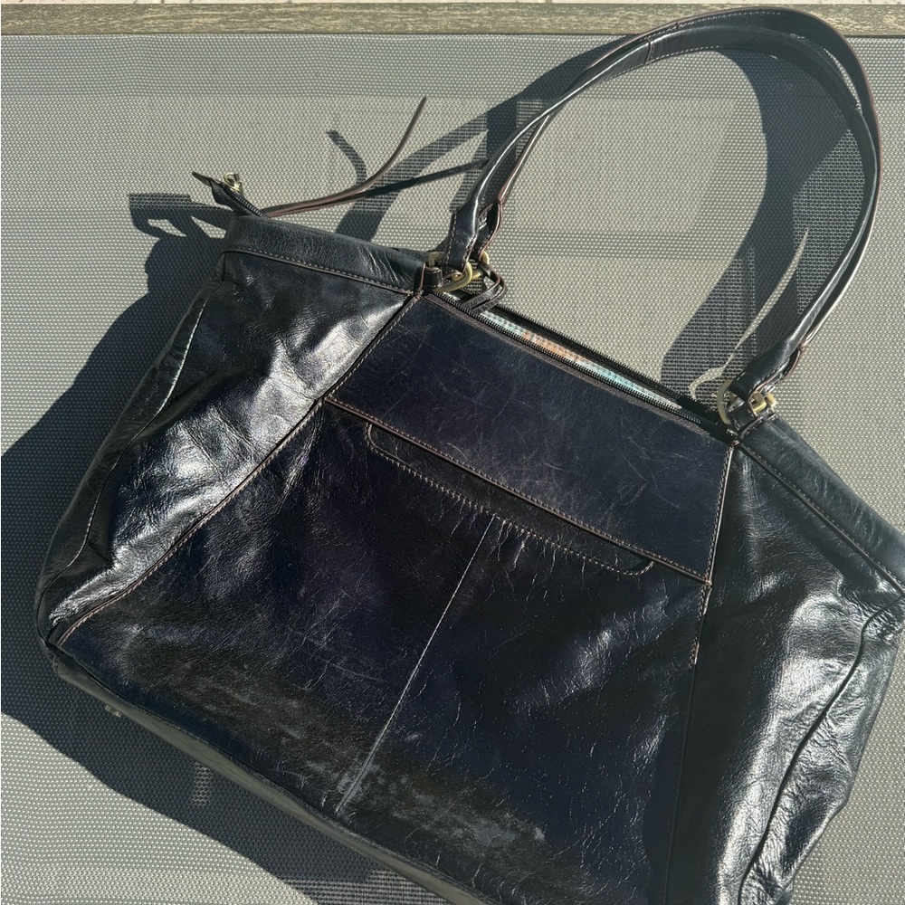 Vintage HOBO Elegant Black Leather Tote Bag